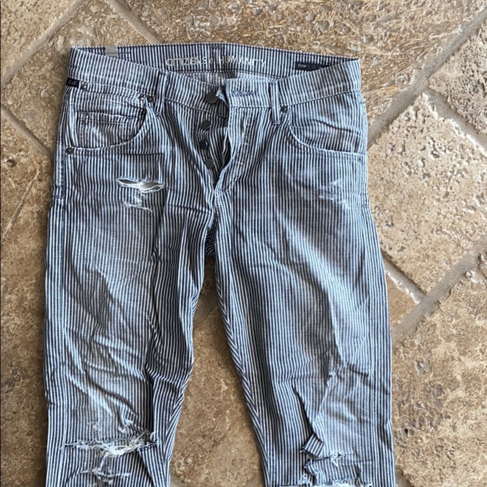 Citizens of humanity black stripe boyfriend jeans